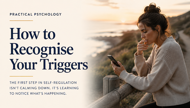 Person pausing to notice their emotional reaction before responding, illustrating how to recognise emotional triggers.